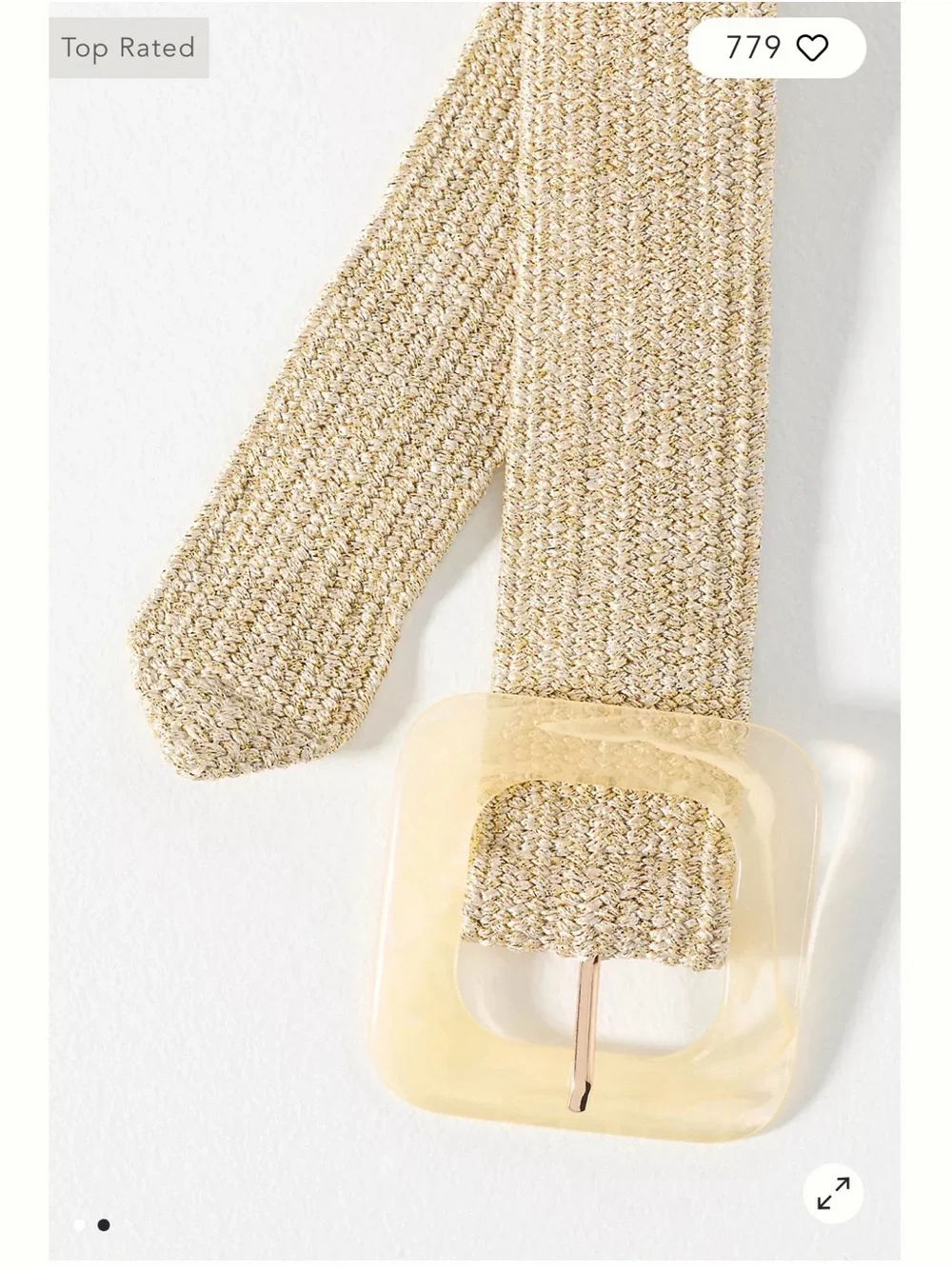 Anthropologie Natural Straw-Weave Belt with Translucent Resin Buckle - Beige